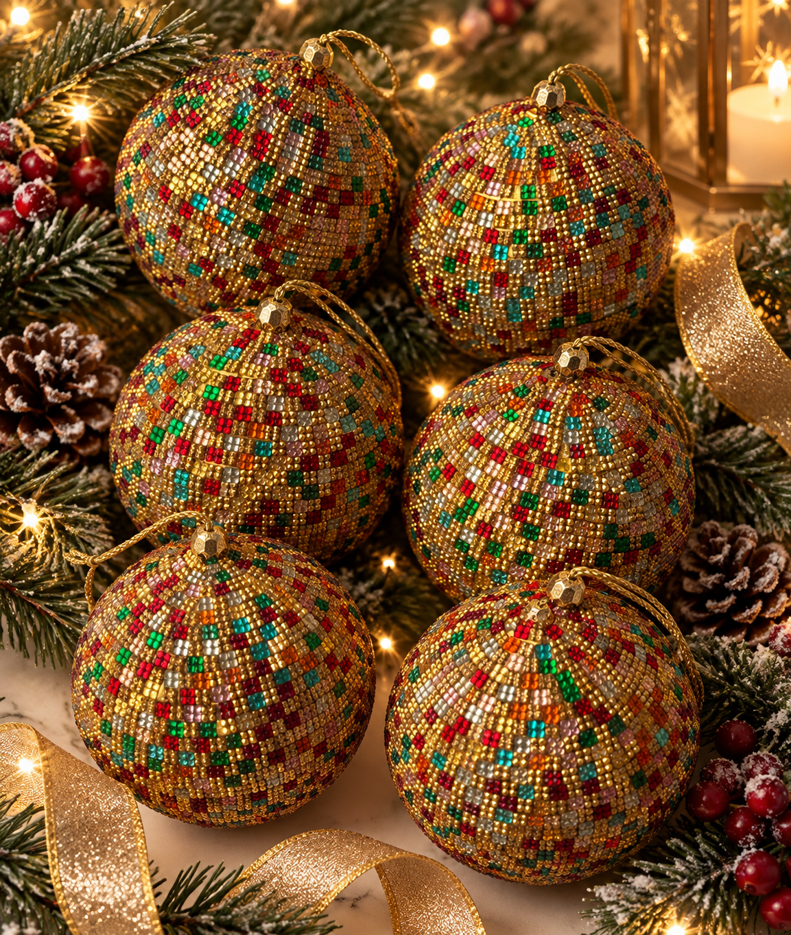 Disco Multicoloured Baubles Set of 6