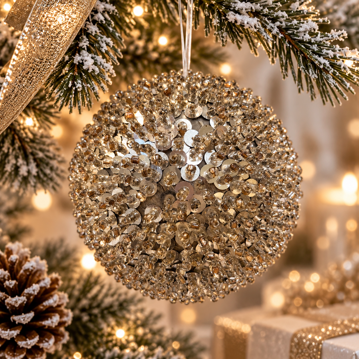 Glass Beaded Luxurious Large Bauble