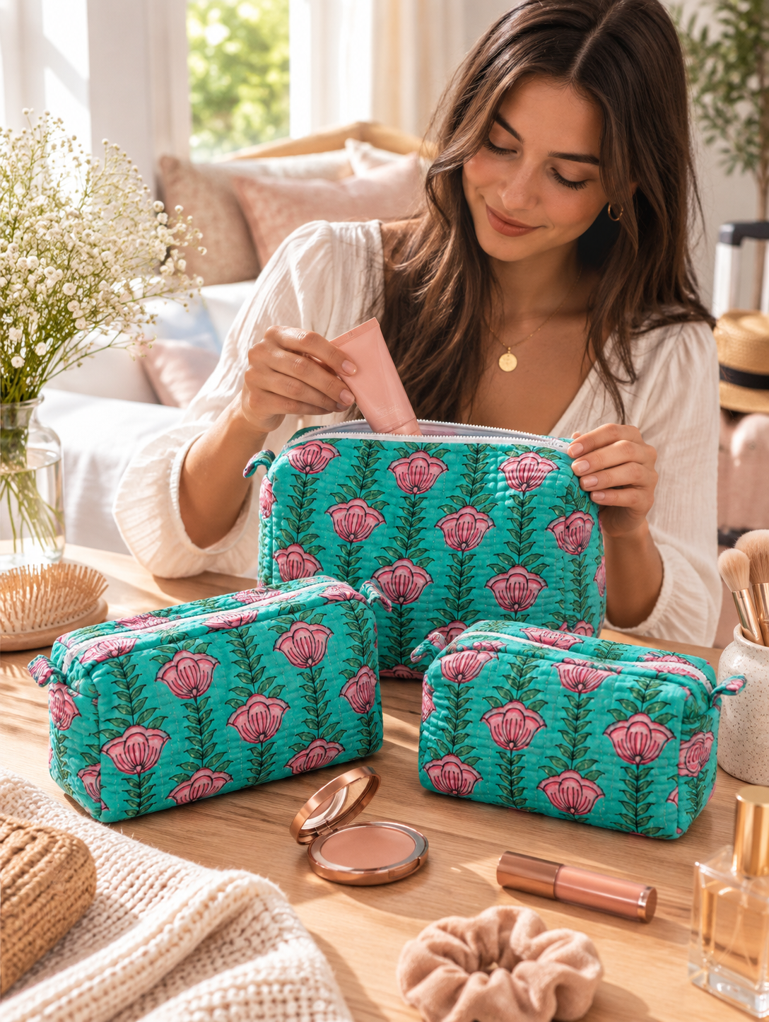 Jade Bloom Bag 3 Piece Set