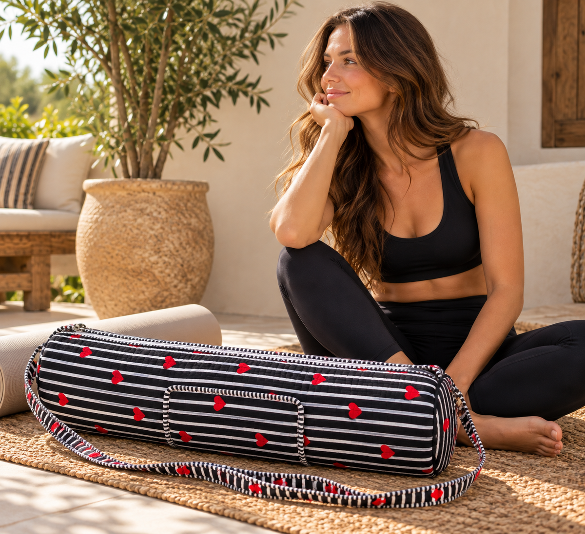 Heart & Stripe Yoga Mat Bag
