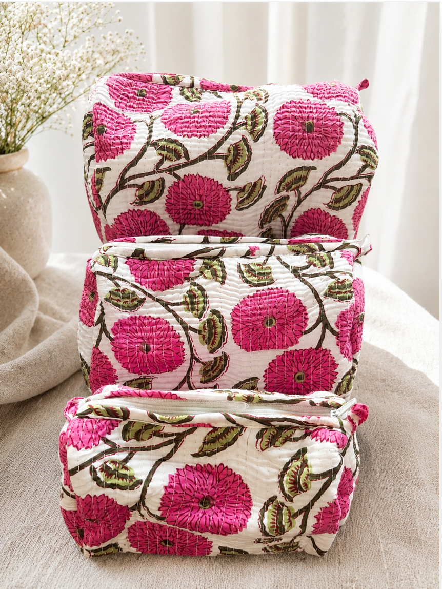 Pink Peony Bag 3 Piece Set