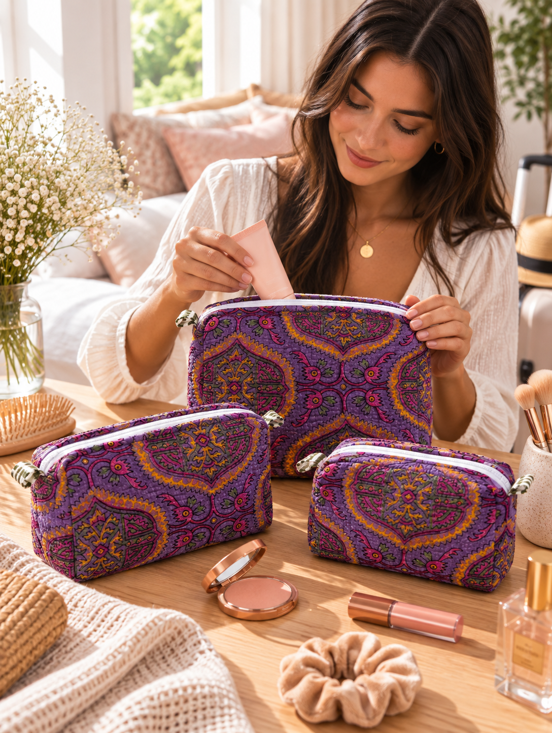 Purple Jewel Bag  3 Piece Set