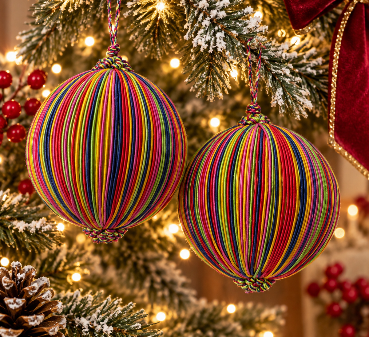 Rainbow Festive Baubles set of 2