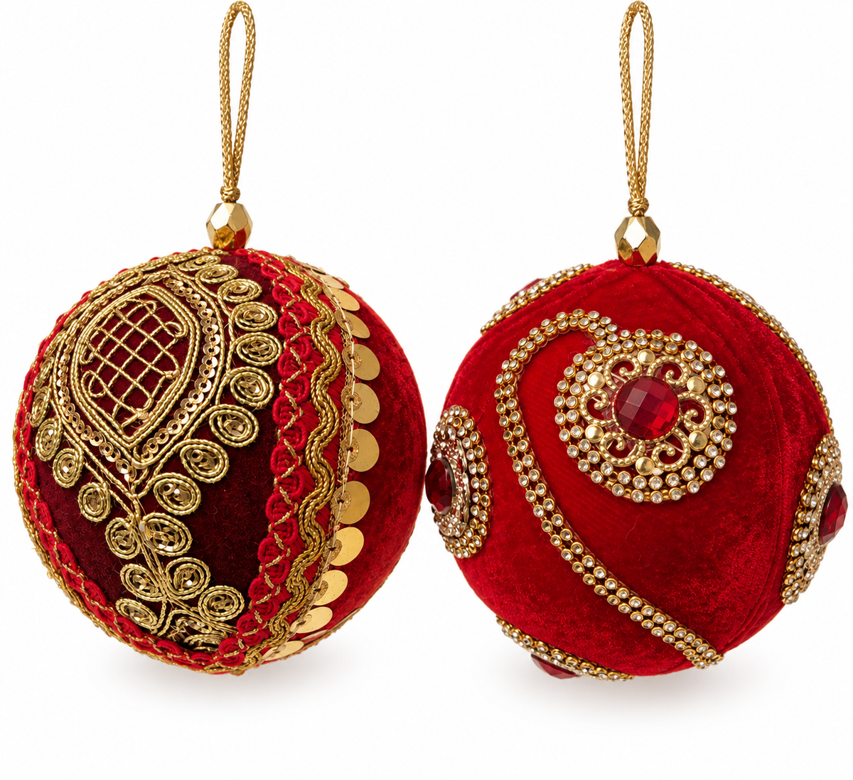 Red Velvet Crystal set of 2 Luxurious Baubles