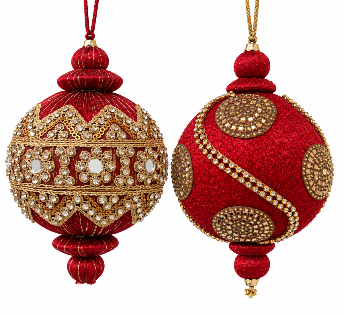 Ruby Red Sparkle set of 2 Luxurious Baubles