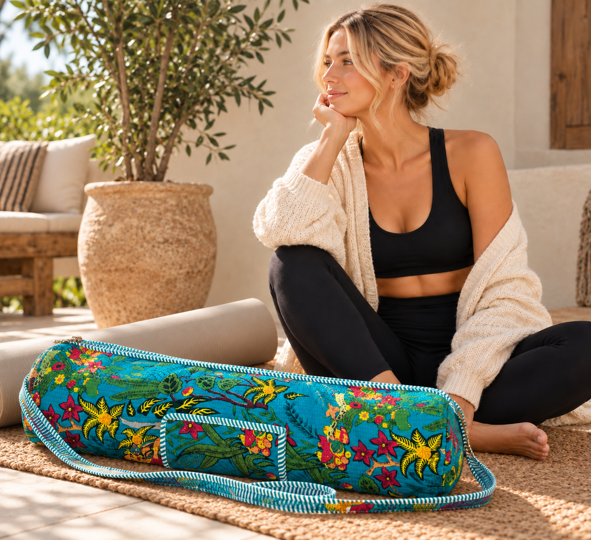 Tropical Blue Yoga Mat Bag