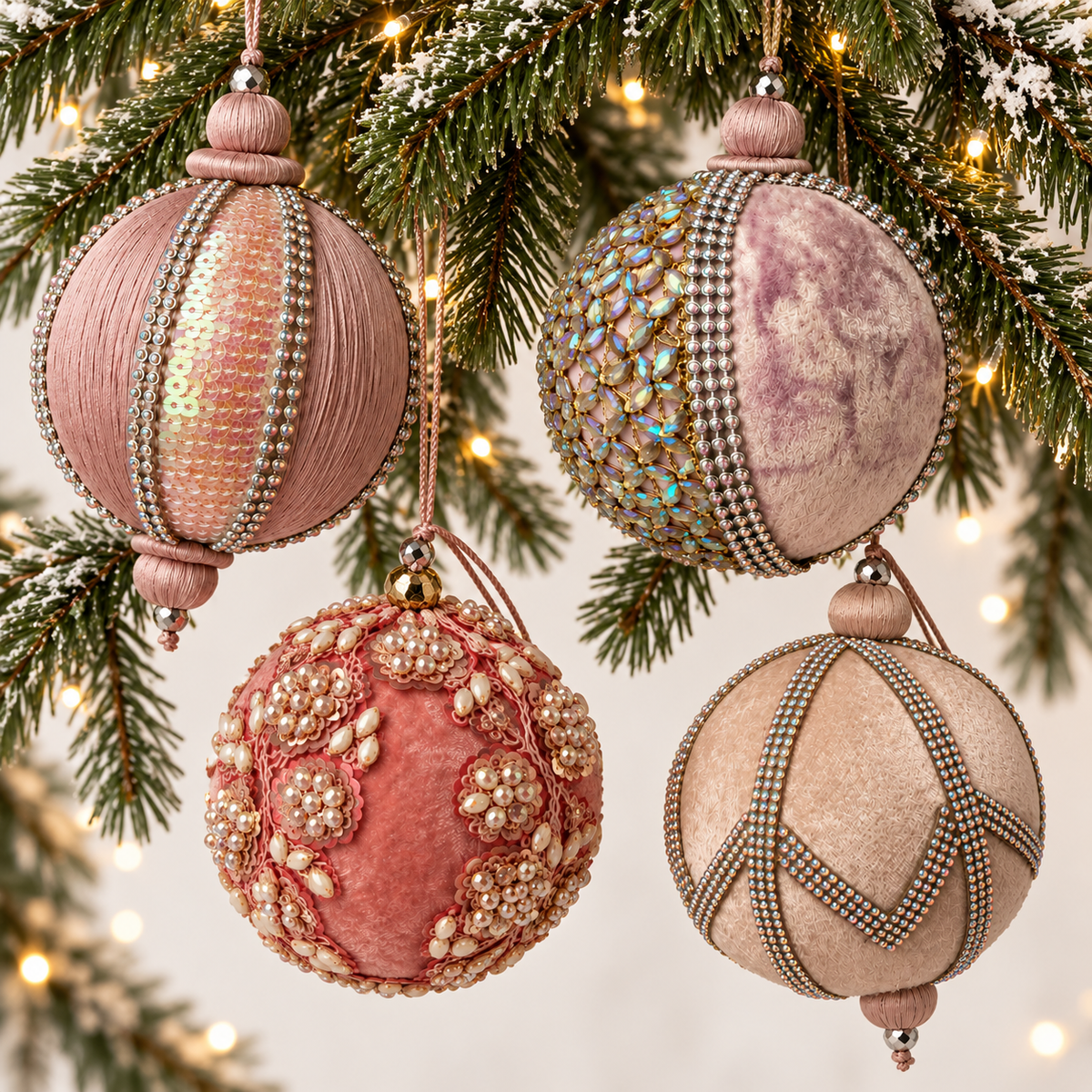 Velvet Luxe Jewel Set of 4 Luxurious Baubles