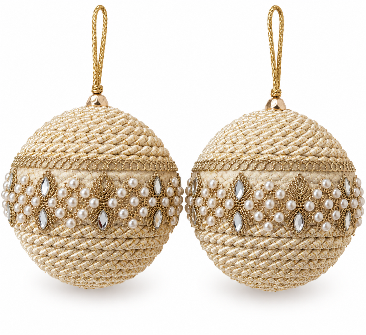 Snow Drop set of 2 Small Luxurious Baubles